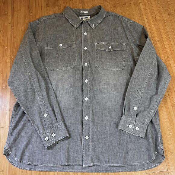 Duluth Trading Shirt Mens 2XL Tall Gray Coolmax Long Sleeve Button Up Untucked - Picture 1 of 11